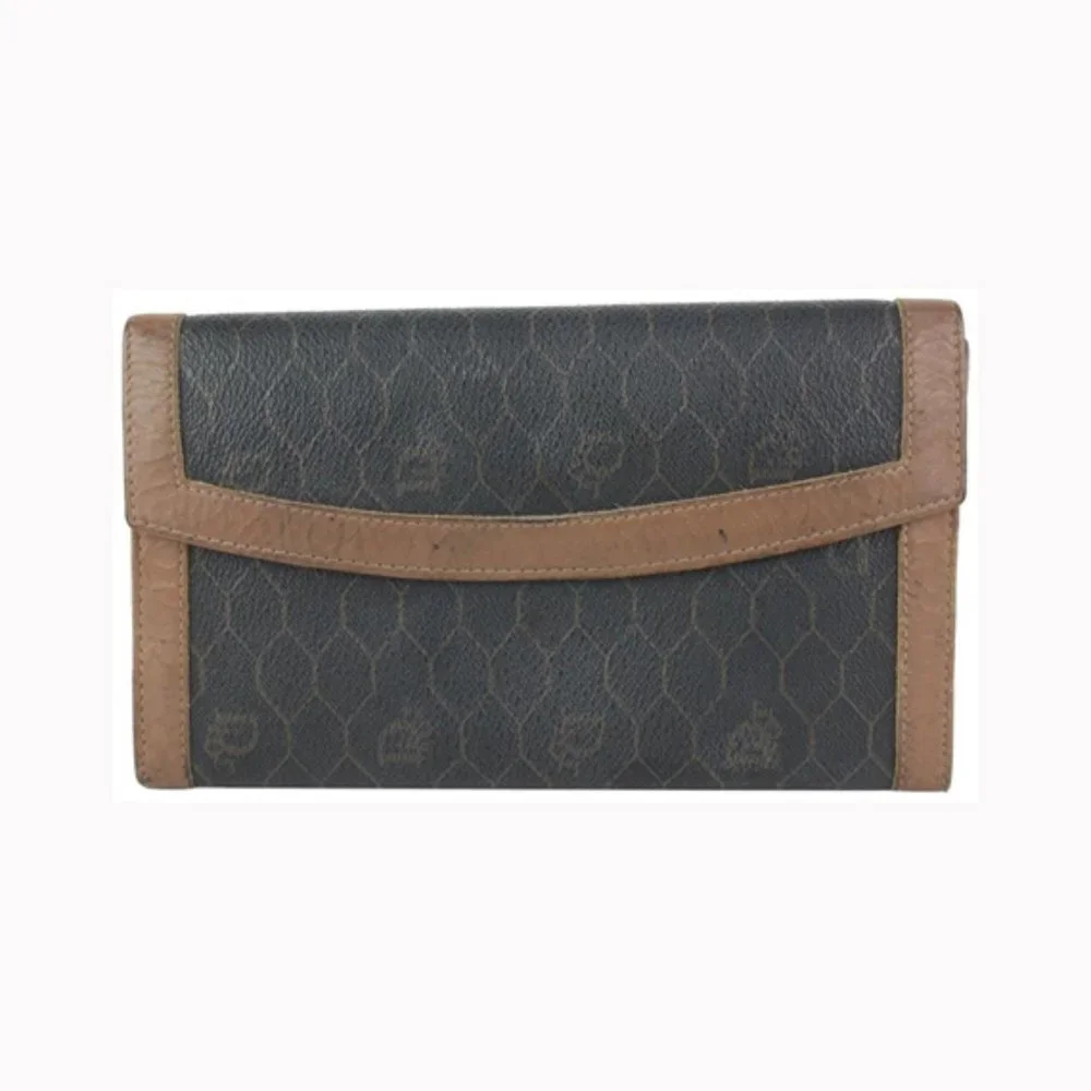 Dior Black x Brown Monogram Trotter Honeycomb Flap Wallet 914da39